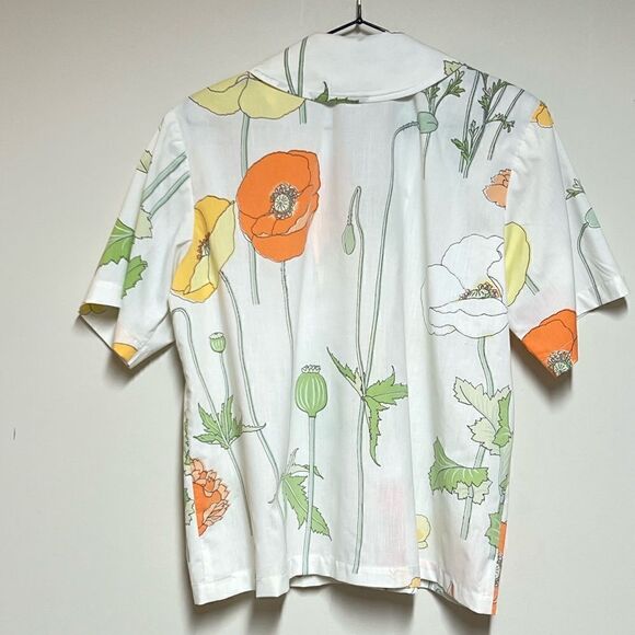 Rare NWT Tanner Fletcher WHITE JOYCE SHIRT IN ORANGE POPPIES Mens Sz XS Women… - Picture 3 of 8
